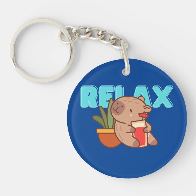 Bookish Capybara Fob Key Ring (Front)