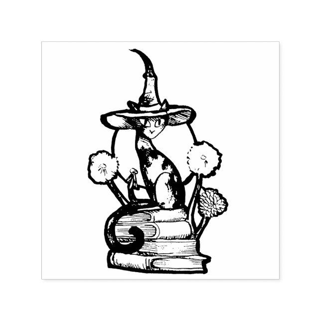 Bookish Cat Witch                                  Self-inking Stamp (Design)
