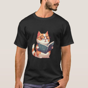 Bookish Cat with Glasses  Cute & Intellectual Desi T-Shirt