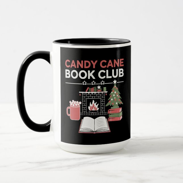 Bookish Christmas Candy Cane Book Club Bookish  Mug (Left)