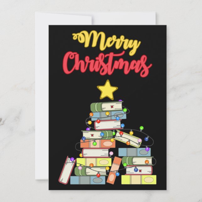 Bookish Christmas Tree I Invitation (Front)