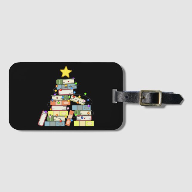 Bookish Christmas Tree I Luggage Tag (Front Horizontal)