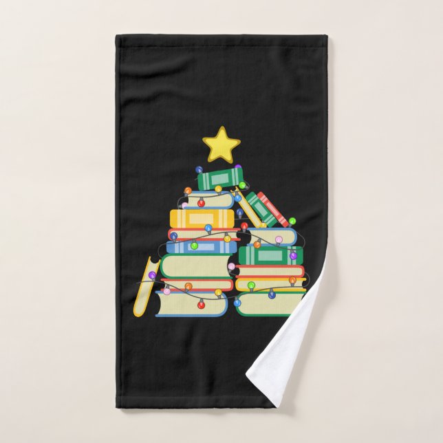 Bookish Christmas Tree II Bath Towel Set (Hand Towel)