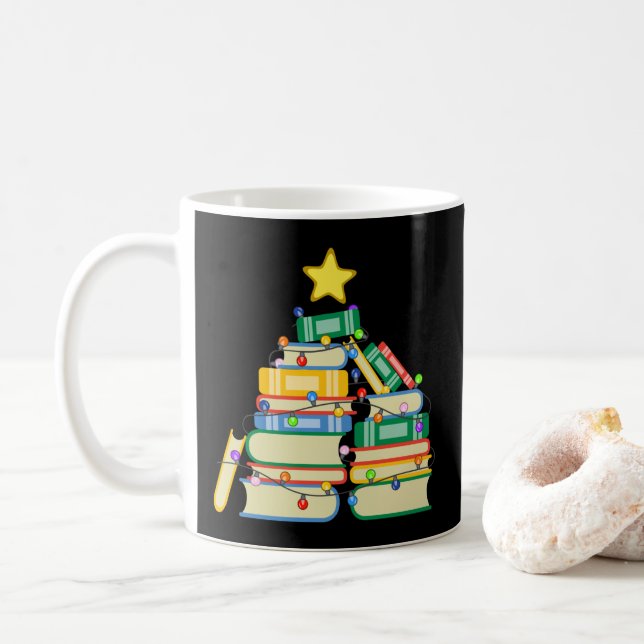 Bookish Christmas Tree II Coffee Mug (With Donut)