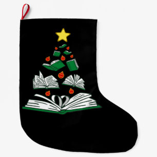 Bookish Christmas Tree III Large Christmas Stocking