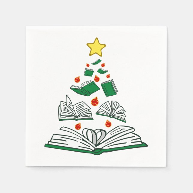 Bookish Christmas Tree III Napkin (Front)