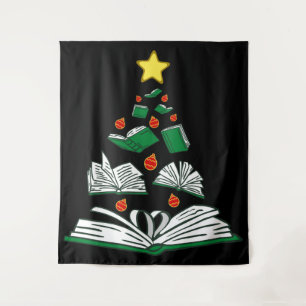 Bookish Christmas Tree III Tapestry