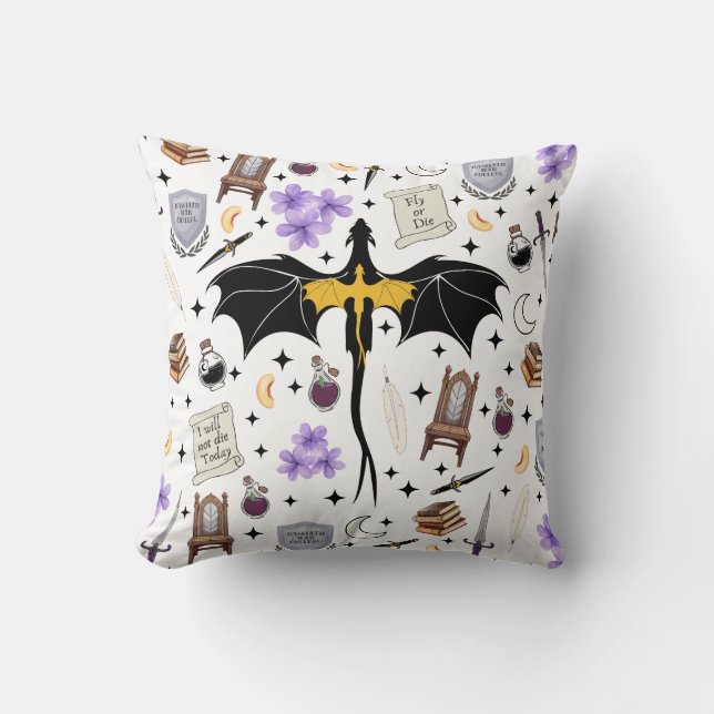 Bookish Fourth Wing Throw Cushion (Front)