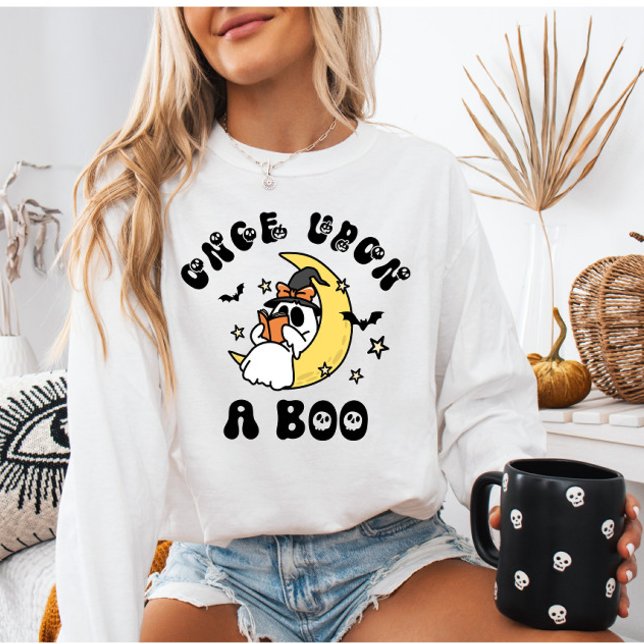 Bookish Ghost Once Upon a Boo Halloween Sweatshirt (Creator Uploaded)