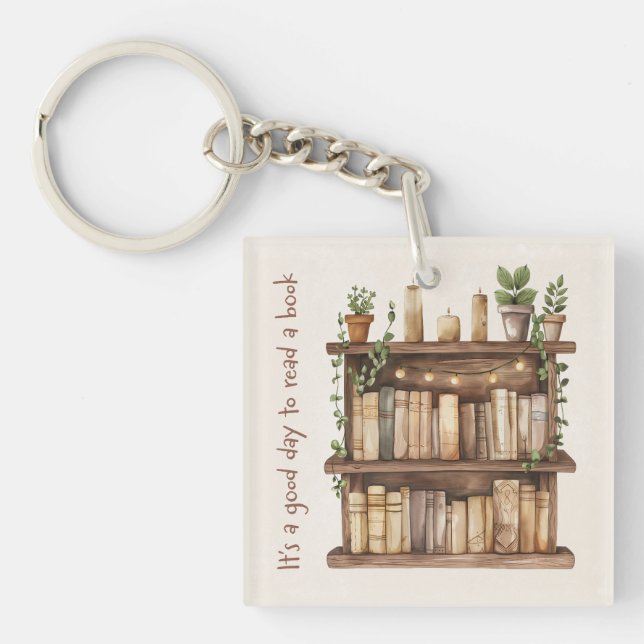 Bookish Gift for Readers Book Lovers & Bibliophile Key Ring (Front)