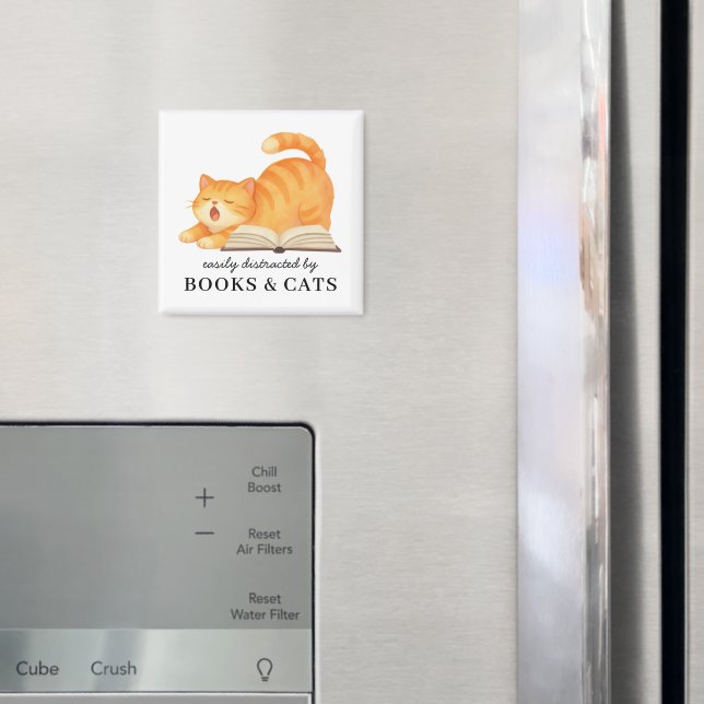 Bookish Ginger Cat Funny Book Lover Saying   Magnet (In Situ (Fridge))