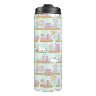 Bookish Girly Cute Cat Name Green Thermal Tumbler