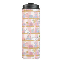 Bookish Girly Pink Cute Cat Name Ther Thermal Tumb