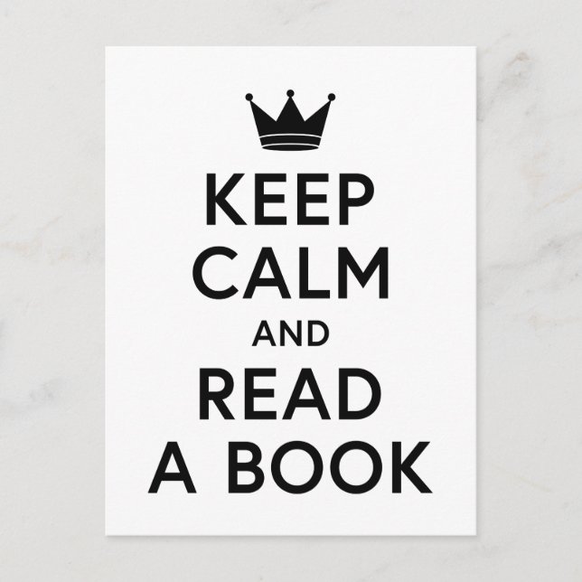Bookish Keep Calm and Read a Book Postcard (Front)