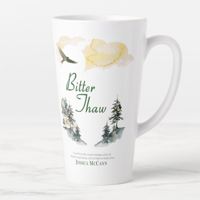 Bookish latte mug with Bitter Thaw book cover (Right)