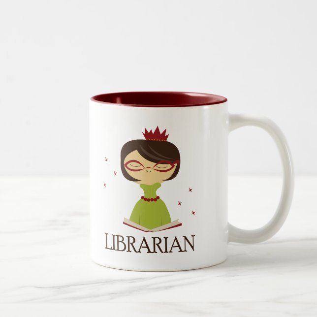 Bookish Librarian Library Gift Two-Tone Coffee Mug (Right)