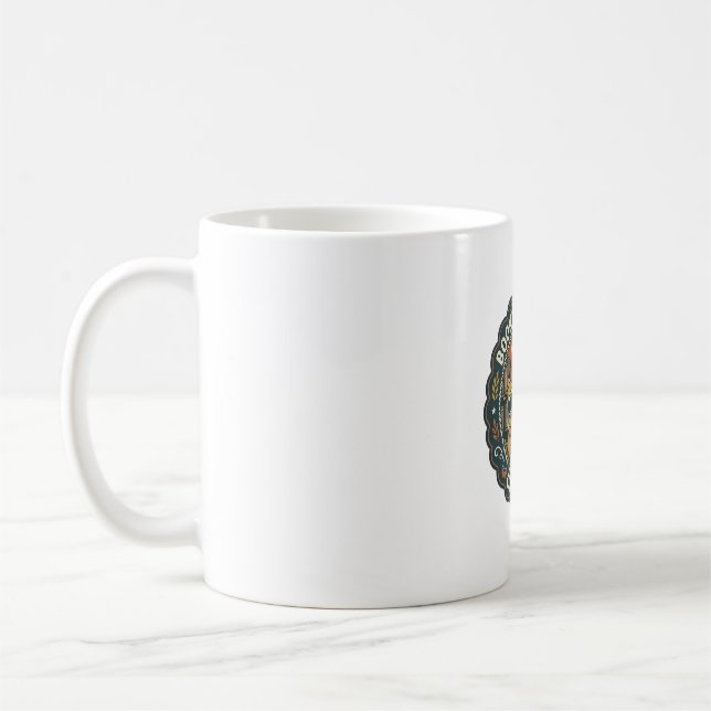 Bookish Library Cat POD Vector Art - Bookish Libra Coffee Mug (Left)