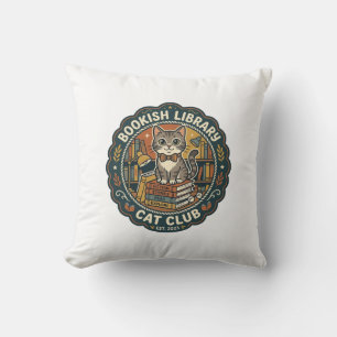Bookish Library Cat POD Vector Art - Bookish Libra Cushion
