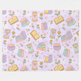 Bookish Magic Purple Girl Pastel Fleece Blanket