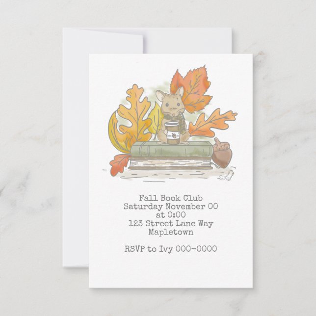 Bookish Mouse Invitation (Front)