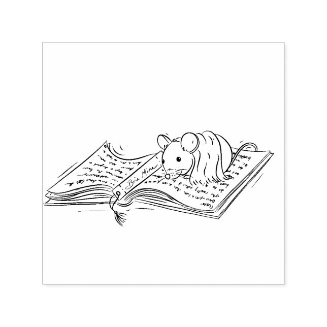 Bookish Mouse Self-inking Stamp (Design)
