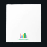 Bookish Notepad<br><div class="desc">This vibrant,  multi-coloured book shelf with the phrase,  "read,  write,  imagine" is a wonderful gift for the book worm in your life. Text and text colour can be customised. Part of a collection from Parcel Studios.</div>