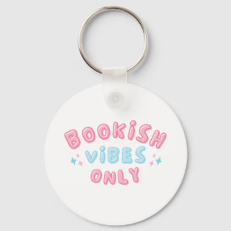 Bookish Vibes Only Cute Typography Groovy Key Ring