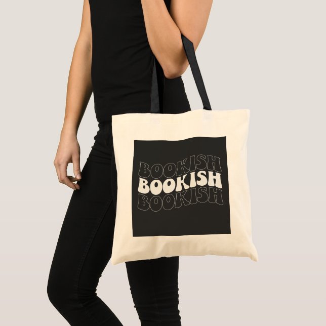 BOOKISH wavy retro Tote Bag (Front (Product))