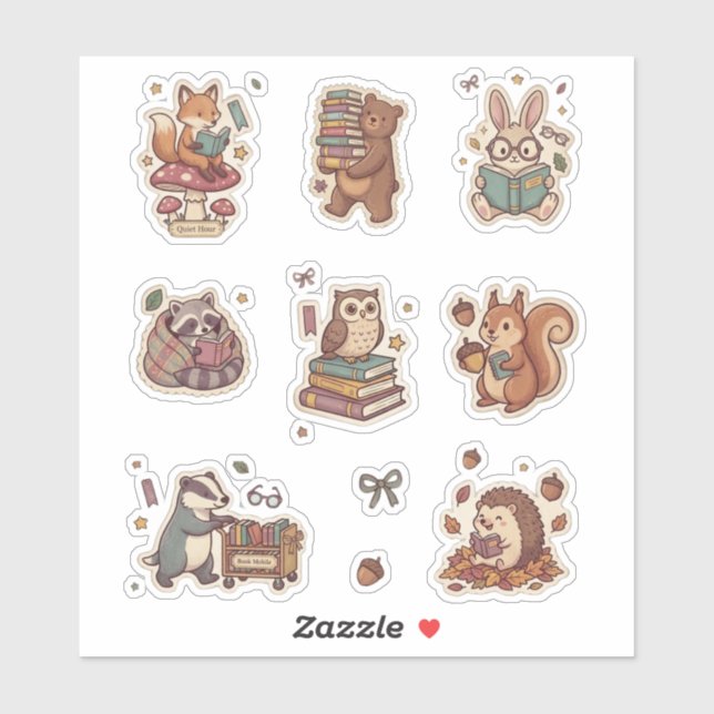 Bookish Woodland Animals Sticker Sheet (Sheet)