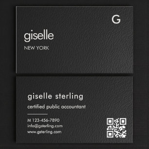 Bookkeeper Accountant CPA Faux Leather QR Code  Business Card
