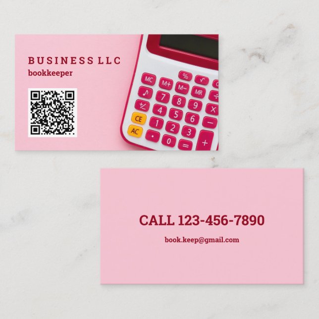 Bookkeeper Accountant QR Code Business Card (Front/Back)
