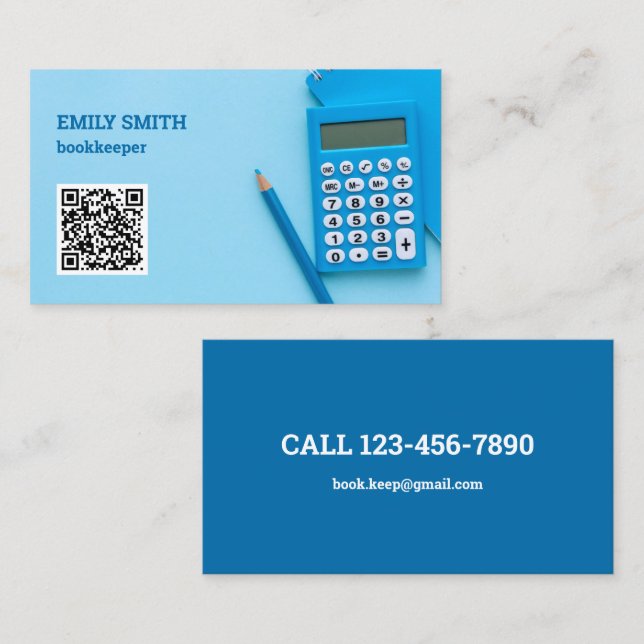 Bookkeeper Accountant QR Code Business Card (Front/Back)