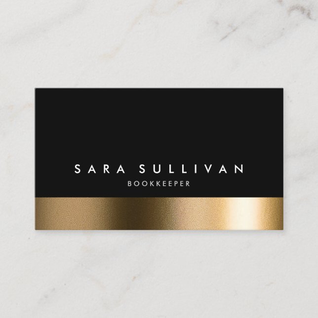 Bookkeeper Bold Black Gold Business Card (Front)