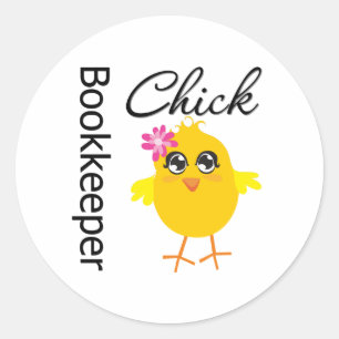 Bookkeeper Chick Classic Round Sticker