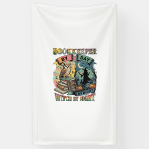 Bookkeeper Day Witch Night Halloween Owl Books Pum Banner