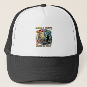 Bookkeeper Day Witch Night Halloween Owl Books Pum Trucker Hat