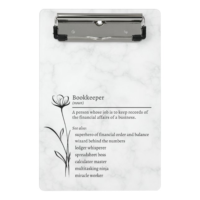 Bookkeeper Definition Funny Synonym Mini Clipboard (Front)