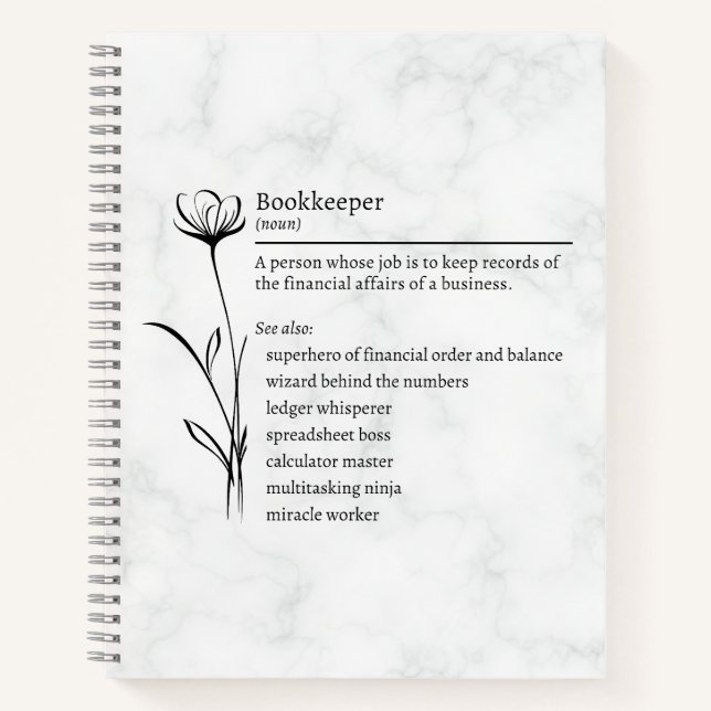 Bookkeeper Definition Funny Synonyms Notebook (Front)