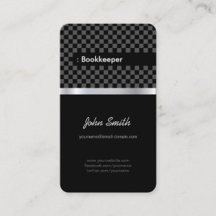 Bookkeeper - Elegant Black Chessboard Business Card