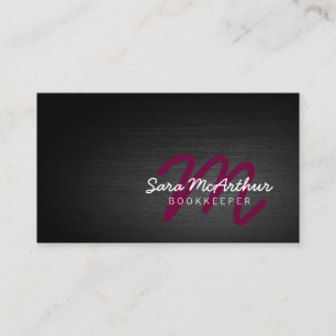 Bookkeeper Finance Services Dark Cursive Monogram Business Card