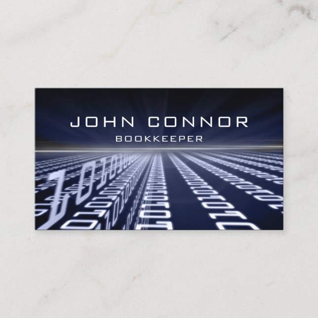 Bookkeeper Financial Advisor Binary Code Matrica Business Card (Front)