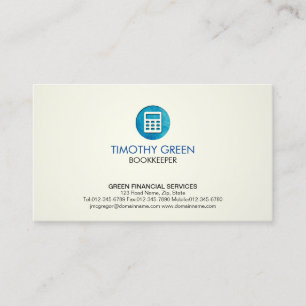 Bookkeeper Financial Services Calculator Blue Icon Business Card