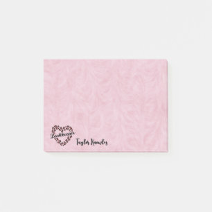 Bookkeeper Leopard Heart Frame Pink 4"x3" Post-it Notes