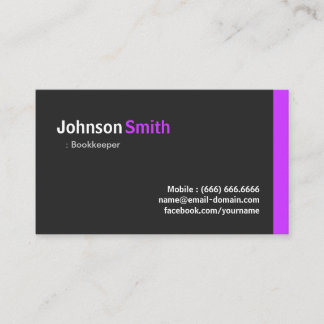Bookkeeper - Modern Minimal Purple Business Card