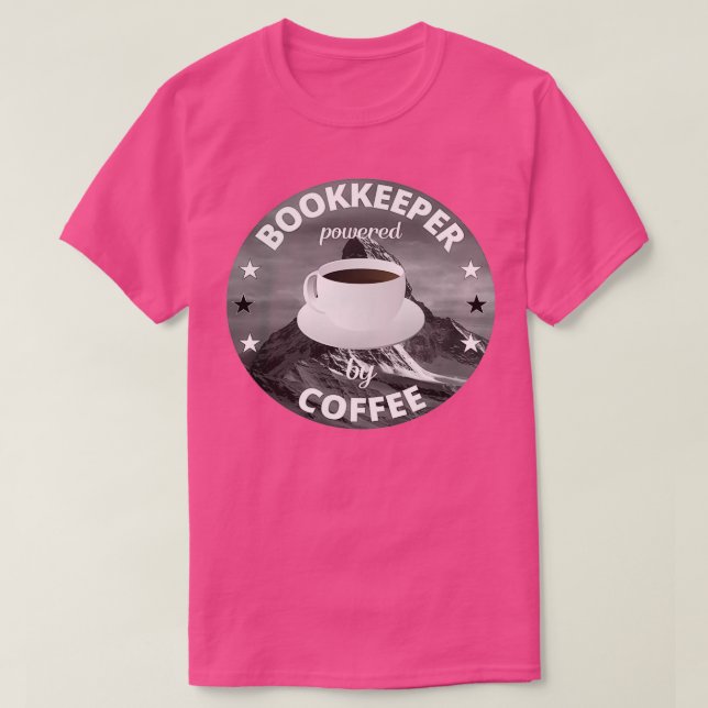 Bookkeeper Powered By Coffee Library T-Shirt (Design Front)