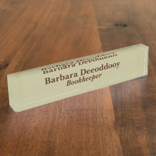 Bookkeeper Sage Green Acrylic Nameplate