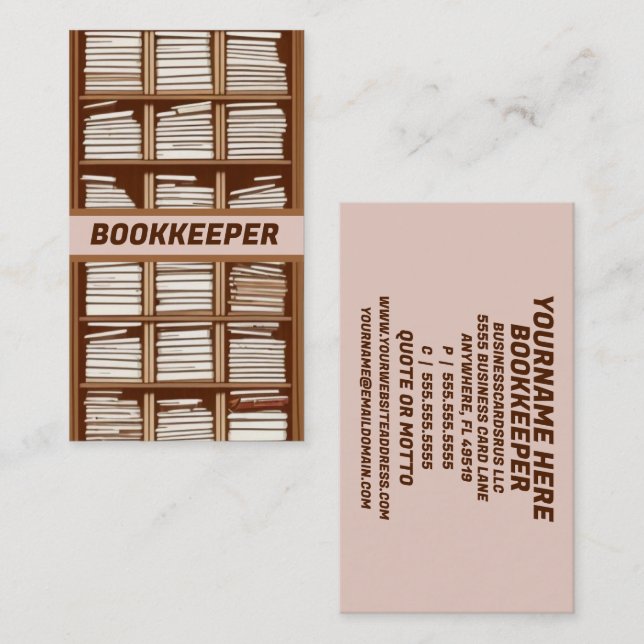 Bookkeeper Shelves Business Card (Front/Back)