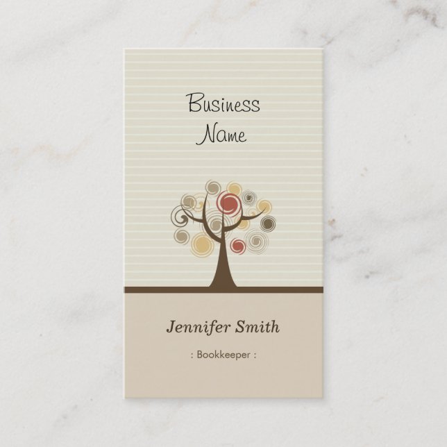 Bookkeeper - Stylish Natural Theme Business Card (Front)
