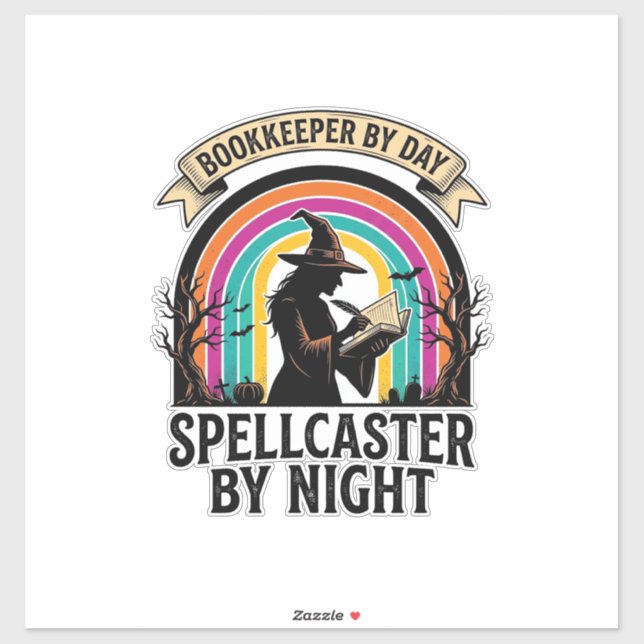 Bookkeeper Witch Retro Halloween Accounting Design (Sheet)