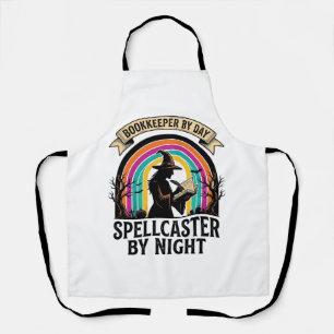 Bookkeeper Witch Retro Halloween Accounting Design Apron